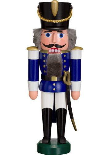 German Blue Nutcracker Husar 11 Inch Handcrafted Christmas Decor - Erzgebirge