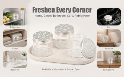 6 Pack 150ml Clear Refillable Storage Jars with Aluminum Lids for Aromatherapy & DIY Projects
