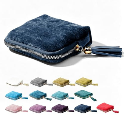 Travel Jewelry Case with 6 Layers & Zipper Closure - Portable Organizer for Rings & Earrings - Blue (G)