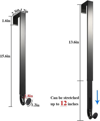 Linwnil Wreath Hanger - Adjustable 14-26 Inch Heavy Duty Hook for Front Door | Black, 20LB Capacity