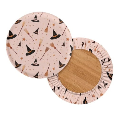 KEIAHUAN 2 Pack Round Bar Stool Seat Covers - Witch Hat Print, Fits 12-16 Inch