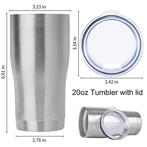 20oz Stainless Steel Tumbler with Lid - Double Wall Insulated Travel Mug - Pack of 1