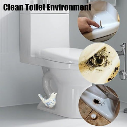 Cyan Bird Toilet Bolt Covers Set of 2 Ceramic Bathroom Decor