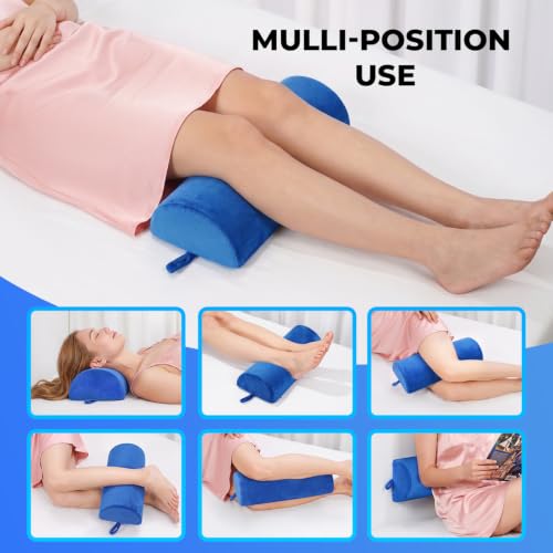 Memory Foam Knee Pillow for Back Sleeping Leg Support - Blue