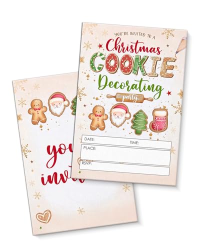 Christmas Party Invitations with Envelopes - Festive Holiday Card Set