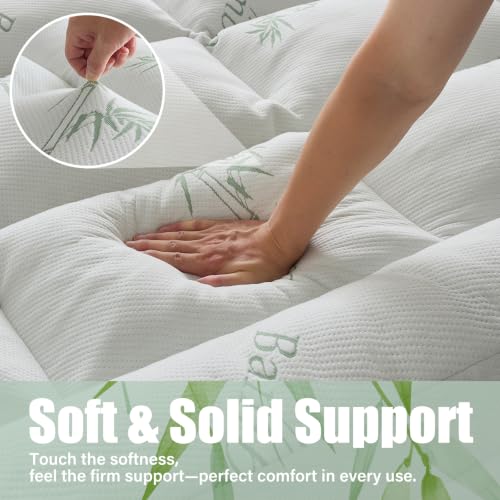 WhatsBedding Bamboo 5 Inch Memory Foam Mattress Topper Queen - Cooling & Supportive