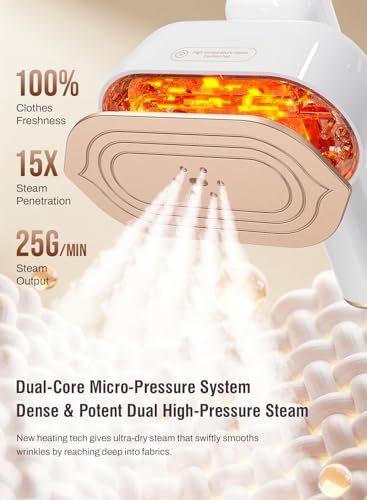 Light White 2026 Travel 2-in-1 Garment Steamer & Iron, 1200W, LED Display