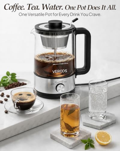 Electric Percolator Coffee Pot 6-Cup Glass & Stainless Steel, Upgraded