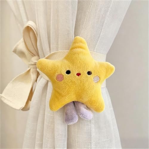 Star Curtain Tiebacks 2 Pack - Cartoon Star Shape Bedroom Accessories for Nursery & Kids Room Decor