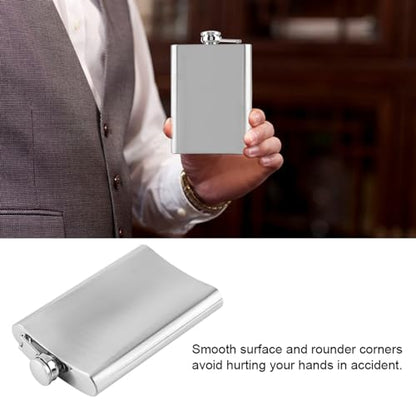 8oz Stainless Steel Pocket Alcohol Flask - Silver Durable Travel Bottle