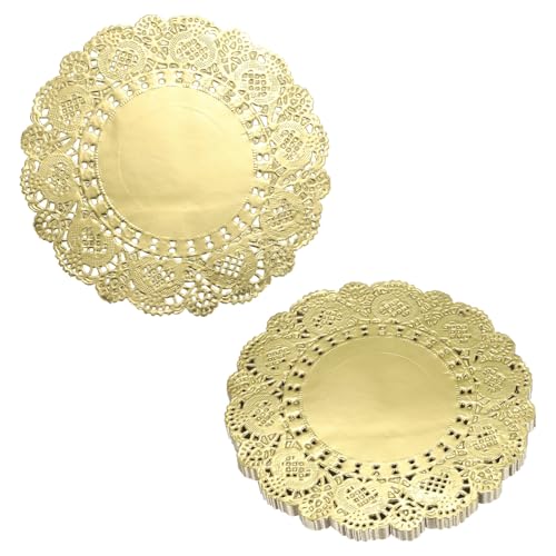 Gold Lace Paper Doilies 5.5 Inch - 100 Pcs Disposable Table Decor