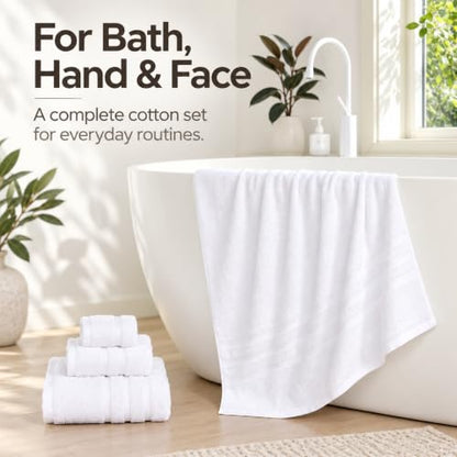 Velqora 8-Piece Cotton Towel Set White Bath Hand & Washcloths