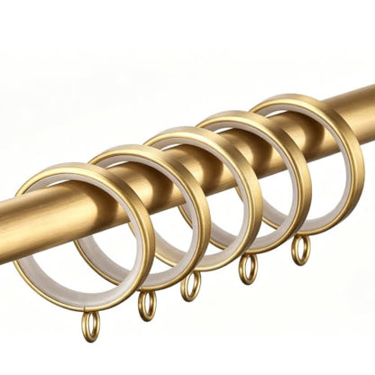 18 pcs Brushed Gold Curtain Rings with Clips, 1-5/8 Inch Quiet Drapery Rings
