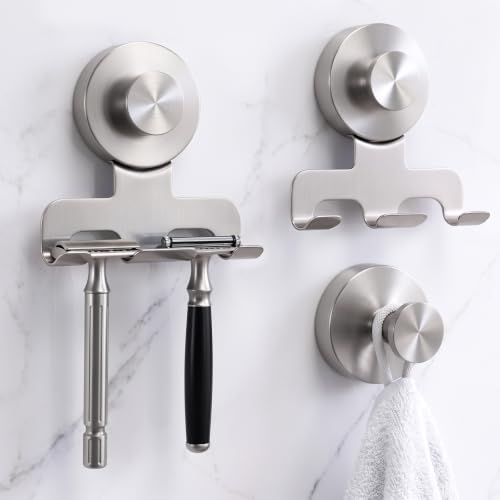 Luxspire Heavy Duty Stainless Steel Razor Holder for Shower - Metallic Silver