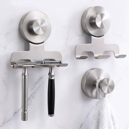 Luxspire Heavy Duty Stainless Steel Razor Holder for Shower - Metallic Silver