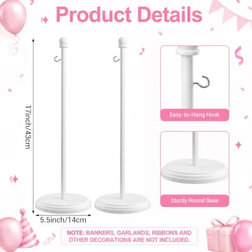 White Wooden Tabletop Banner Stand Set with Stable Base for Events