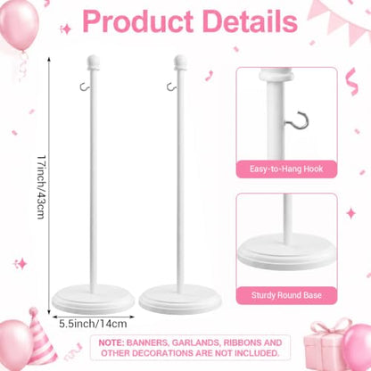 White Wooden Tabletop Banner Stand Set with Stable Base for Events