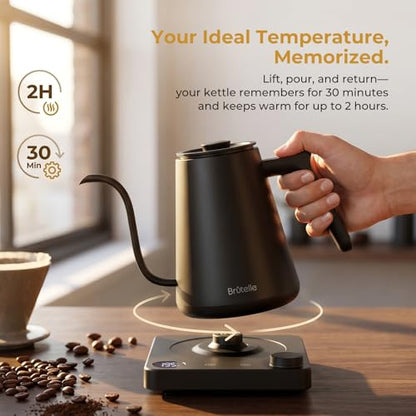 Electric Gooseneck Kettle with ±1°F Temp Control 27oz Rapid Heat Tea Coffee