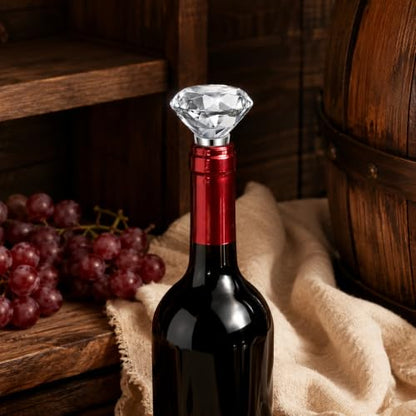 2 Pack Crystal Wine Stopper Set with Diamond Rhinestone Tops - Premium Barware