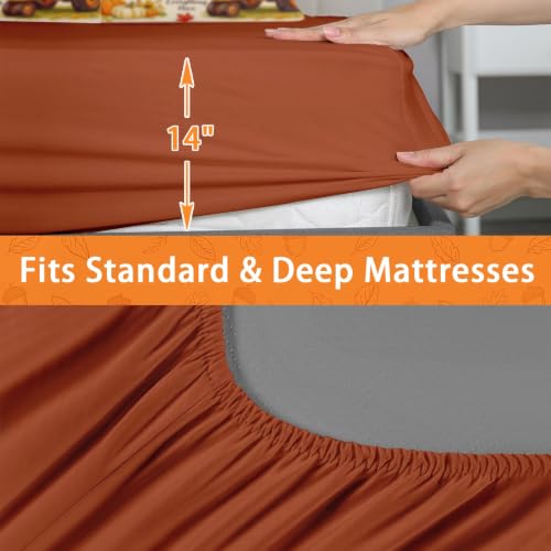 King Size Fall Comforter Set with Pillowcases and Sheets - Soft Cozy Bedding