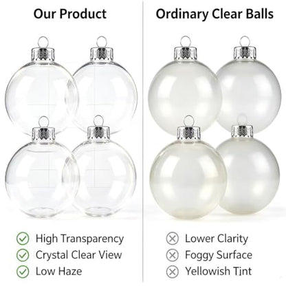 Clear Christmas Ornaments Balls - 12PCS Fillable Plastic Holiday Decorations