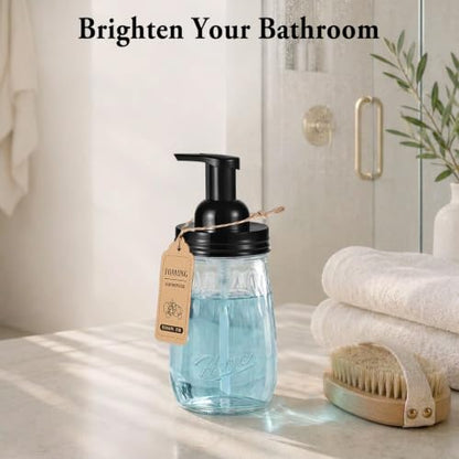 Amolliar 16oz Glass Mason Jar Foam Dispenser Black - 1 Pack