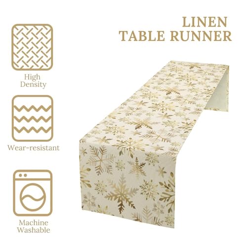 Christmas Table Runner Snowflakes Farmhouse Holiday Decor 13x36in - Snowflakes Variation