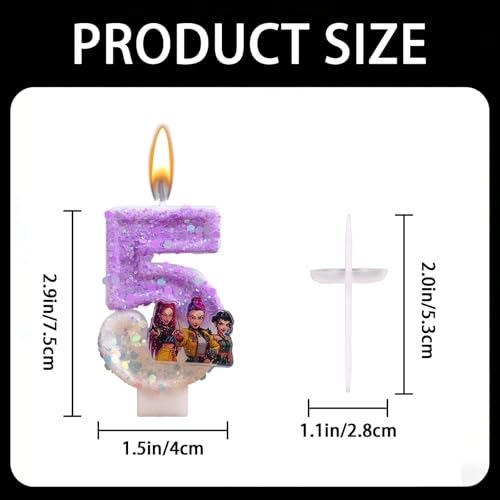 Birthday Number 5 Candles - Cute Cake Decoration for Party, Korea Pop Theme