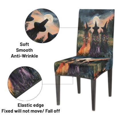 Halloween Witches Dining Chair Covers 2 Pack - Festive Kitchen Decor Variation 2