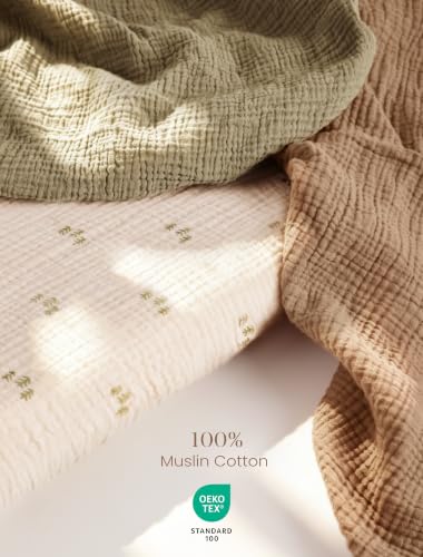 Muslin Bassinet Sheets 3-Pack for Bedside Sleeper - Olivekhakitree Variation