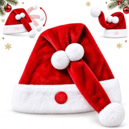 Animated Naughty Santa Hat for Adults - Funny Christmas Party Cap - Red
