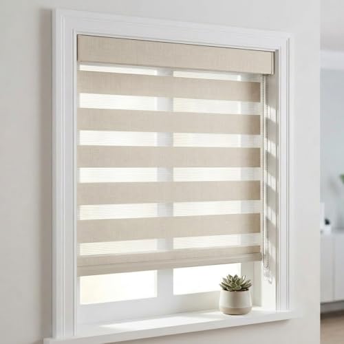 Dual Layer Zebra Blinds for Windows - Day and Night Roller Shades, Custom Fit