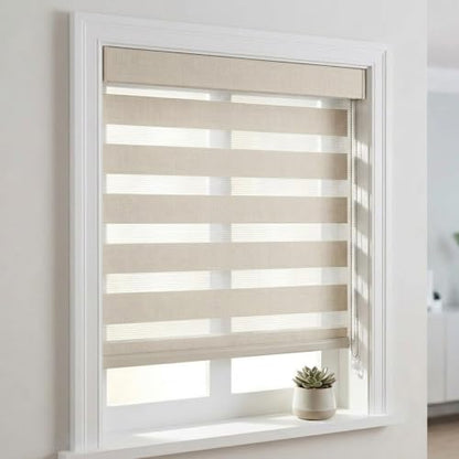 Dual Layer Zebra Blinds for Windows - Day and Night Roller Shades, Custom Fit