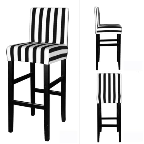 Aruzdey Black and White Stripe Bar Stool Covers Set of 4 - Stretch Washable Counter Height Chair Covers