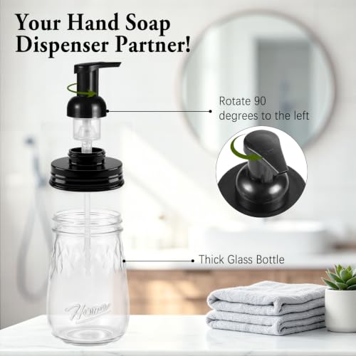 Amolliar 16oz Glass Mason Jar Foam Dispenser Black - 1 Pack