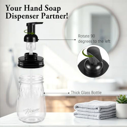 Amolliar 16oz Glass Mason Jar Foam Dispenser Black - 1 Pack
