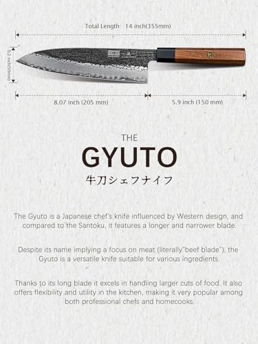 8-Inch Chef Knife with 9-Layer High Carbon Steel Blade - Hand-Sharpened 12° Edge