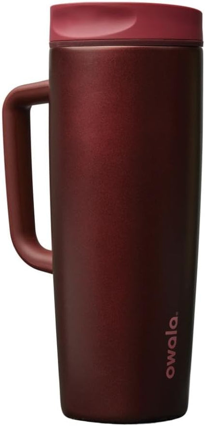 Owala SmoothSip Slider Travel Mug - 24 oz Stainless Steel, Leak Proof, Insulated for Hot & Cold Drinks - Black Cherry