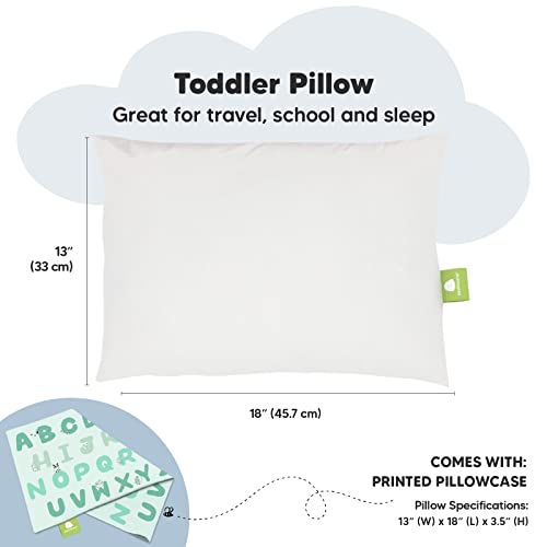 Toddler Pillow with Pillowcase - 13x18 My Little Dreamy Kids Travel Bed Pillows for Sleeping, Organic Cotton Small Pillowcase, Soft & Breathable, Machine Washable, Toddlers 2-5 years old (Kea123)