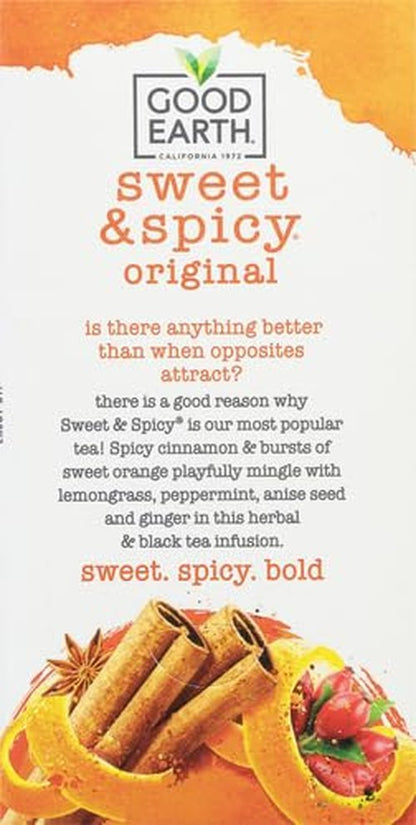 Good Earth Herbal & Black Tea, Sweet & Spicy, 18 Count Tea Bags