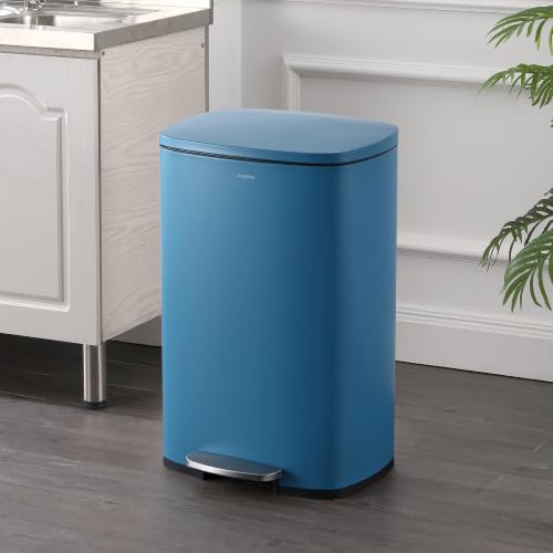 Connor 2-Piece Bright Cobalt Blue Iron Trash Can Set - 50L & 5L Waste Bins