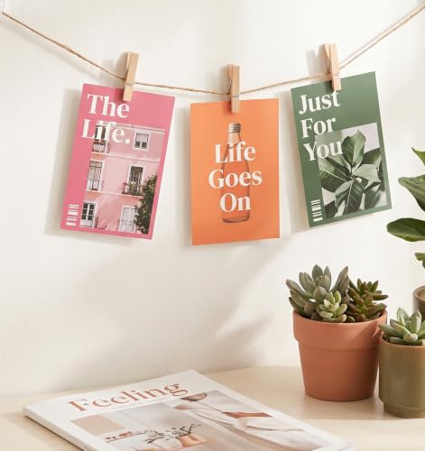 Photo Hanging String with Clips - 32.8ft Natural Jute Wall Display Kit