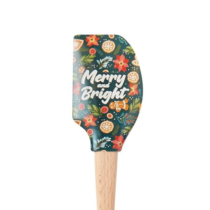 Tovolo Spatulart Merry and Bright Holiday Baking Spatula with Wood Handle
