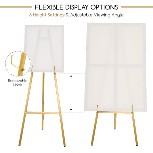 Gold Easel Stand for Sign - Heavy Duty, Adjustable & Assembly-Free Display
