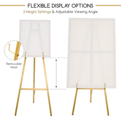 Gold Easel Stand for Sign - Heavy Duty, Adjustable & Assembly-Free Display