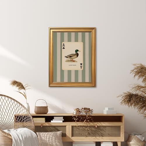 Lucky Duck Wall Art Canvas Print Framed Vintage Playing Card Mallard Bird 8x10 Style-4
