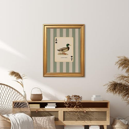 Lucky Duck Wall Art Canvas Print Framed Vintage Playing Card Mallard Bird 8x10 Style-4
