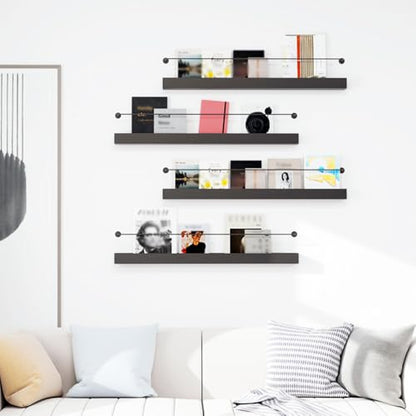 Wall Mounted Magazine Rack 3 Pack - Black, 31.5 Inch Wall Shelves