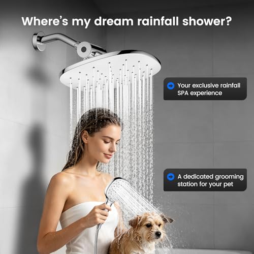10-Inch Rain Shower Head with Handheld Spray & 71-Inch Hose - Silver2