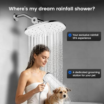 10-Inch Rain Shower Head with Handheld Spray & 71-Inch Hose - Silver2